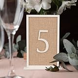 20 Pcs Table Numbers 1-20 Wedding Table Numbers with Wooden and Rattan Wedding Sign for Table Banquet Restaurant Wedding Party Decor