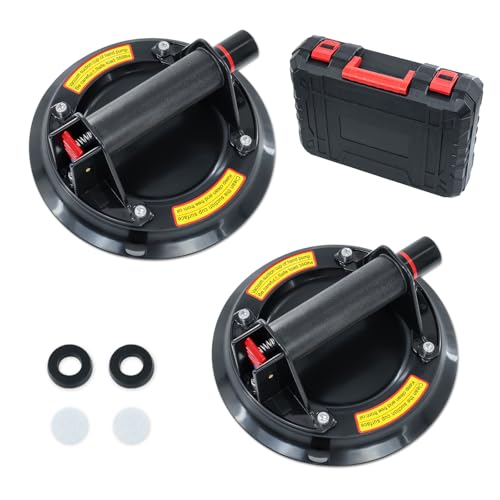 DOCXCDO 2 Pack 8" Glass Suction Cup Heavy Duty,Vacuum Suction Cups To Lift Large Glass, Industrial Window Suction Cups Lifter for Glass,Tile, Granite