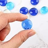 FUTUREPLUSX 5 Lb Flat Glass Marbles, 500PCS Blue Mixed Color Flat Gems Decorative Glass Stones Vase Filler Beads Table Scatter Decor