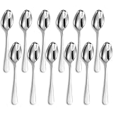 KEAWELL Premium Louise Demitasse Espresso Spoons, 18/10 Stainless Steel Mini Coffee Spoons, Dishwasher Safe (5.6 inches, 12)