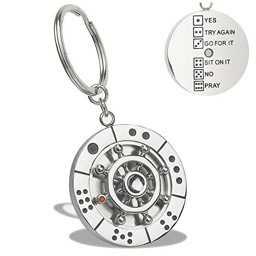 XinSiChen Stainless Steel Spinning Key Chain Fidget Key Ring Unique Gift Dice Gaming Stress Reliever Decision Maker Novelty Gift for Her Him