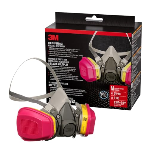 3M P100 / OV / AG Multi-Purpose Reusable Respirator 62023, Medium Size, NIOSH-APPROVED P100 / Organic Vapor / Acid Gas Rated Filters, Adjustable Head Straps, Comfortable & Lightweight (62023H1-DC)