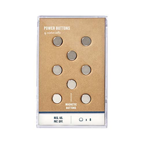 Würkin Stiffs Silver Magnetic Power Buttons Pack of 8 | Replacement Magnets for Power Stays | Magnets for Collar Stays in Storage Case | As Seen on Shark Tank