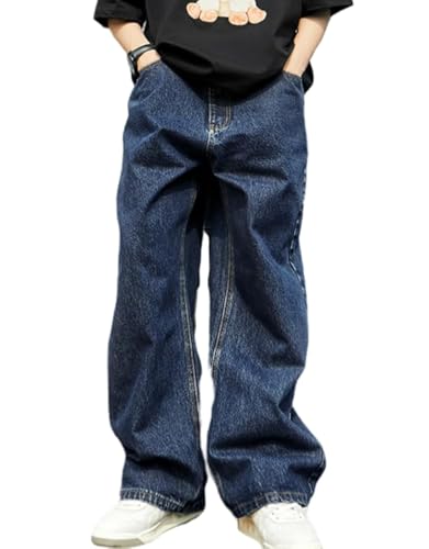 Mens Baggy Jeans Y2k Skater Vintage Plain Pants Casual Wide Leg Loose Fit Denim Hip Hop Jean