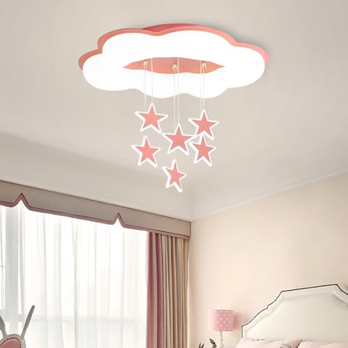 Skyblaze Cloud Ceiling Light Fixtures, Kids Room Star Light, Modern LED Lamp for Girls Bedroom Nursery, Pink Finish