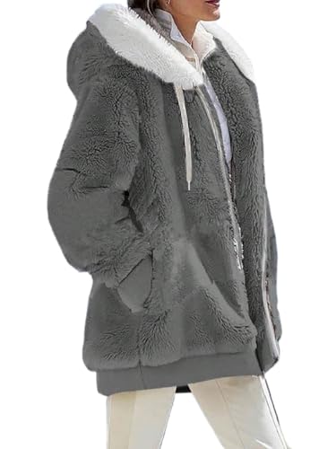 ZAVEIL jackets for women Colorblock Long Sleeve Hooded Loose Casual Regular Jacket(X-Large)
