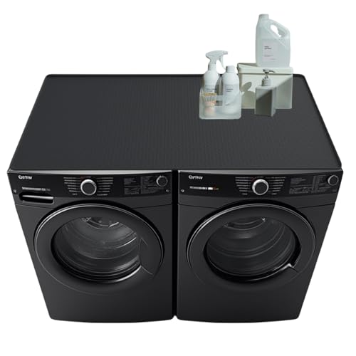 54'' x 27.5'' Washer and Dryer Covers for the Top, Silicone Washing Machine Cover, Dryer Top Protector Mat, Washer Dryer Countertop, Perfect for Laundry Room, Home Use, Black (black, 54'' x 27.5'')