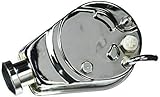 BBC SBC Chevy Chrome Saginaw Style Power Steering Pump w/Double Groove Pulley