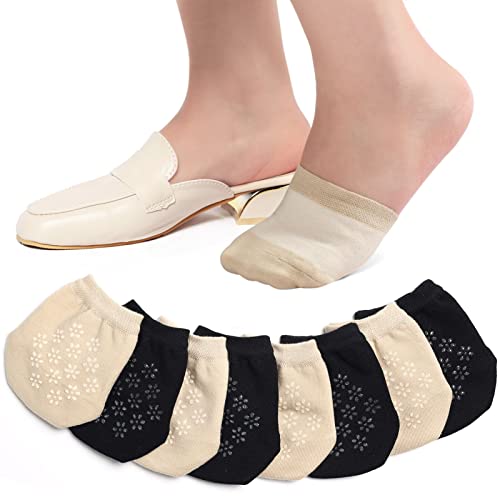 Toe Toppers No Show Liner Half Socks for Women Seamless Grip Non Slip Hidden Toe Covers for Mules Invisible Footies 8 Pairs