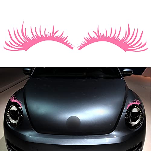 TOMALL 2Pcs Car Headlight Eyelashes Vinyl Stickers Waterproof Personality Cute Decoration Fake Eyelash Decals for Car Truck Headlamp Headlight (Pink)
