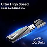 SSK 1TB USB Flash Drive 550MB/s USB 3.2 Gen2 USB Thumb Drive Fast Transfer Speed Externel Solid State Drive with USB C Adapter USB C Memory Stick for Type C Smartphone,MacBook/Pro/Air Laptop and More