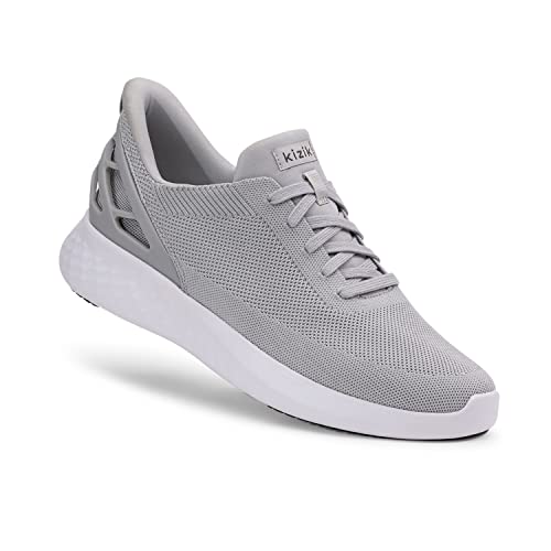 Kizik Slip On Sneakers: Athens - Comfortable All-Day Wear, Hands Free Convenience, Breathable Knit Top, Mens & Womens Walking Shoes with Arch Support - Slate Grey Wide M7 / W8.5