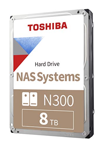 Toshiba N300 8TB NAS 3.5-Inch Internal Hard Drive - CMR SATA 6 GB/s 7200 RPM 512 MB Cache - HDWG780XZSTA