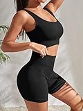 YWBIN 4 Piece Workout Sets for Women Seamless Ribbed High Waist Yoga shorts with Sports Bra Outfits