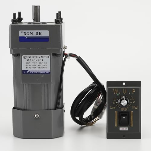110V AC Motor + Speed Controller + Gear Box, 90W Single Phase Electric Motor with Gearbox, 0-270RPM Variable Speed Motor, Reversible Gear Motor with Control Box, 1:5 Geared Motor