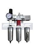 3 STAGE, HEAVY DUTY INDUSTRIAL GRADE FILTER REGULATOR COALESCING DESICCANT DRYER SYSTEM FOR COMPRESSED AIR LINES, METAL BOWLS, GREAT FOR PAINT SPRAY AND PLASMA CUTTER (3/4" NPT, AUTO DRAIN)