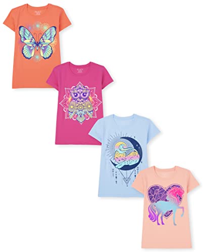 The Children's PlaceThe Children's Place Girls Short Sleeve Graphic T- Shirt 4-PackOWL/UNI/Butterfly/CATMedium (7/8)