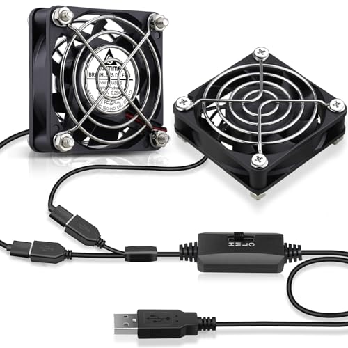 GDSTIME 2-Pack 60mm x 15mm USB Fan with 3 Speed Control, 5V Brushless DC Cooling Fans for PC Computer Case Cooler Raspberry Pi Radiator Ventilation