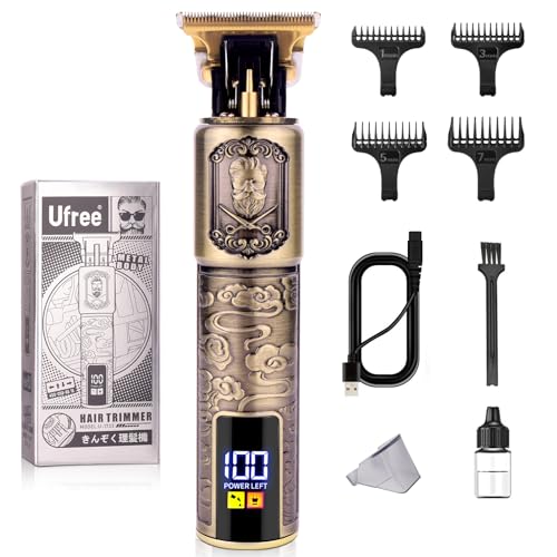 Ufree Professional Beard Trimmer for Men, Zero Gapped T-Blade Hair Clipper & Mustache Trimmer Kit with LCD Display, Precision Edgers for Haircut & Grooming, Barber-Grade Electric Shaver, Gifts for Men