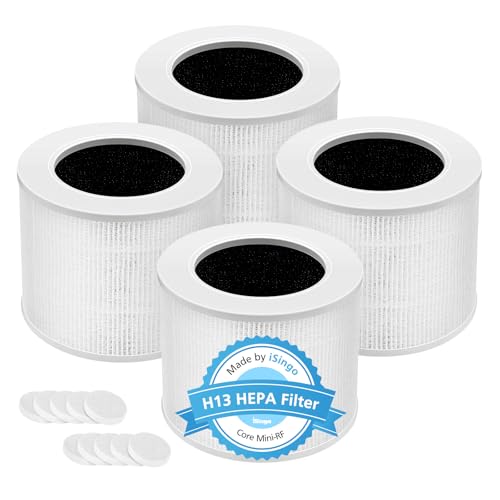 4 Pack Core Mini H13 True HEPA Replacement Filter for LEVOIT Core Mini Air Purifiers, 3-in-1 Core Mini-RF Filter Replacement
