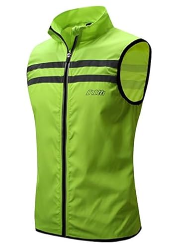 bpbtti Men's Hi-Viz Safety Running Cycling Vest - Windproof and Reflective (Small - Chest 39-41", Yellow)