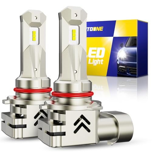 AUTOONE Upgraded 9005/HB3 LED Light Bulbs, 600% Ultra Brightness, 6500K Cool White 1:1 Halogen Size Replacement, 60000Hrs Long Service Life with Turbo Fan, Plug and Play, Fog Lamps, Pack of 2