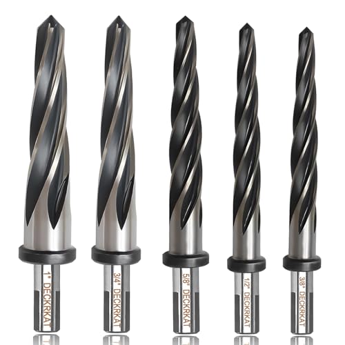 5-Piece 3/8", 1/2", 5/8", 3/4", 1" Reamer Drill Bit for Metal, M2 HSS Taper Reamer for Steel, Alloy, Wood, Plastic to Align, Enlarge Holes – 5-Spiral Flutes, 1/2" Non-Slip Shank, Construction Reamer.