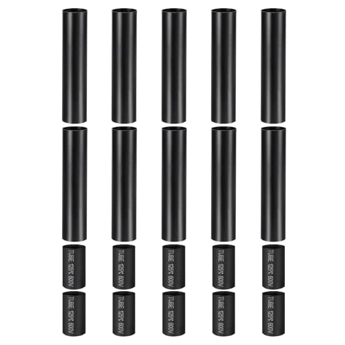 PATIKIL 4" Tall Candle Covers Sleeves, 10Pcs Metal E12 Chandelier Socket Sleeves with Insulation Heat Shrinkable Flame Retardant Tube Bulb Light Base Holder for Lamps, Black
