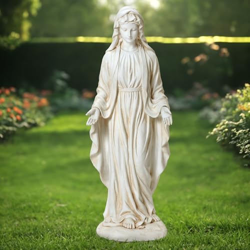 LuxenHome Virgin Mary Statue Outdoor, 30'' Religious Garden Statue, Blessed Mother Outdoor Statue, Virgen De Guadalupe Statues, Large Outdoor Garden Statues, Sculptures Decorations Home Yard Patio