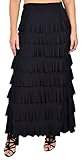 Dare2BStylish Women Waterfall 8 Tiered Boho Layered Maxi Skirt | Reg & Plus Sizes Black