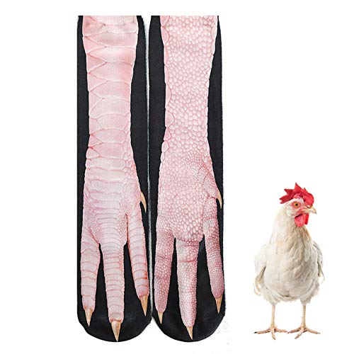 BONTOUJOUR Creative Men Women Fun Socks 3D Print Animal Feet Pattern Novelty Socks Paw Crew Socks (Chicken feet)