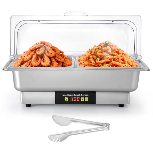 Dyna-Living Electric Chafing Dishes for Buffet 9.5QT Buffet Servers and Warmers, 600W Food-Grade Stainless Steel Chafing Dish Buffet Set with TEM-Control Display, Food Warmers for Parties