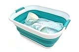 SAMMART Set of 2-17.5L (4.6 Gallon) Collapsible/Foldable/Pop Up/Portable Washing Tub/Storage Basket, Water Capacity 13.5L/3.5 Gallon (2, Bright Blue)