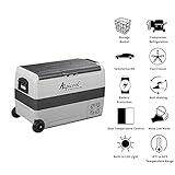 Alpicool T50 Dual Temperature Control 12 Volt Refrigerator 53 Quart Portable Car Fridge Freezer (-4°F~68°F) for Truck, RV, Boat, Camping and Travel