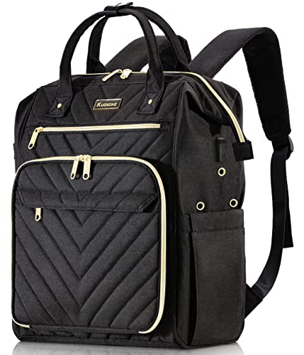 Knitting Bag Backpack, Yarn Organizer with USB Charging Port, Quilted Backpack for Women, Mothers Day Gifts Large Travel Crochet Bag Totes for Crochet Hooks, Knitting Needles, Yarn Supplies, Black