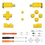 eXtremeRate Wood Grain Replacement Full Housing Shell Buttons + Chrome Gold Buttons for Nintendo DS Lite - Console NOT Included