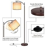 Rottogoon Floor Lamp for Living Room, LED Standing Lamp Tall Industrial Floor Lamp Reading for Bedroom, Office (9W LED Bulb, Beige Lampshade Included) -Oil-Rubbed Bronze