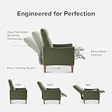 mopio Arthur Recliner Chair with 3 Positions, Accent Armchair, Mid Century Modern Reading Chair, High Back Padded Support Comfy Sleeper Armchair (Olive Green Velvet)