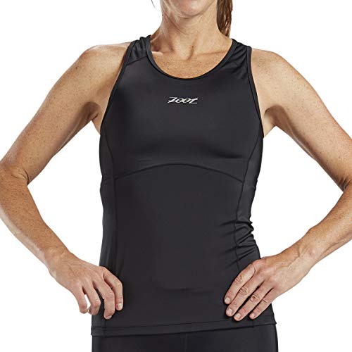 Zoot Women’s Core Racerback Tri Tank – Women’s Performance Triathlon Tank Top with Built-in Bra, 3 Back Pockets, and Mesh Panels (Black, Large)