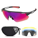 Sports Sunglasses Bike Cycling Sunglasses for Men Women with 5 Interchangeable Lens,Polarized Sunglasses with Anti-Uv400 for Driving Fishing Golf