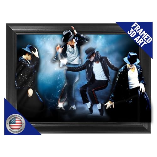 Michael Jackson King of Pop Moonwalk Framed 3D Lenticular Poster - 14.5x18.5" - Unbelievable Life Like Framed 3D Art Pictures, Lenticular Posters, Cool Art Deco, Unique Wall Art Décor