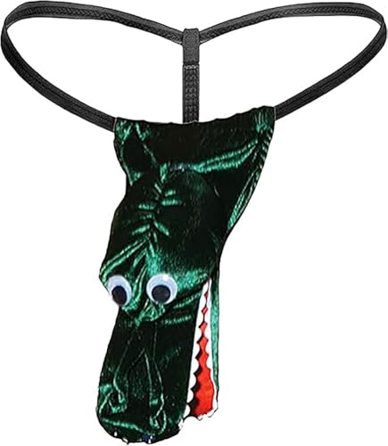 STIOEDYUAN Men's Novelty Funny Sexy Thong Exotic G-String T-Back Underwear Halloween Christmas Gag Gift (US, Alpha, One Size, Regular, Regular, Crocodile)