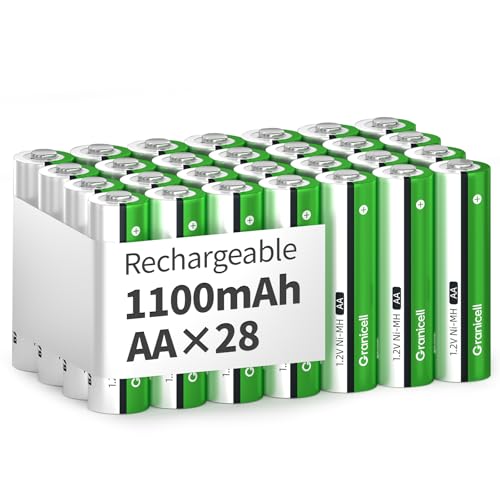 Granicell AA Rechargeable Batteries 2800 mAh High Capacity 1300 Cycle,1.2V NiMH Low Self Discharge AA Battery,28 Pack