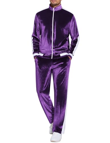 COOFANDY Men Velour Tracksuits Outfits 2 Piece Sweatsuits for Men Full Zip Sports Set Casual Sweat Suit