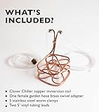 Craft A Brew - Clover Wort Immersion Chiller - For Home Brewing - Includes Copper Immersion Coil, Two Vinyl Tubing Leads, Hose Adapter, and Stainless Steel Worm Clamps - Made in USA - 1 Gallon