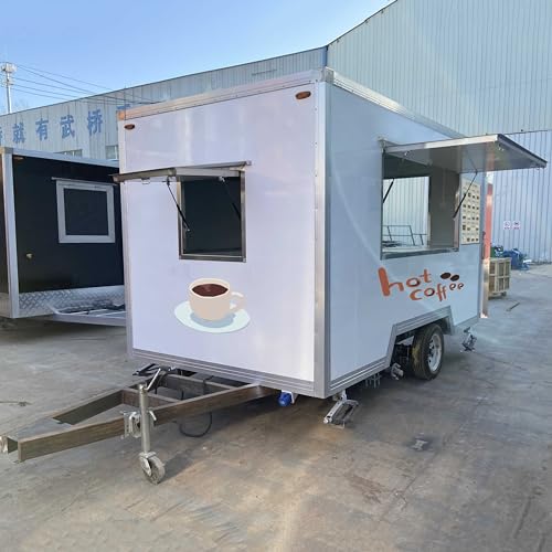 BELYOO 11.5FT Coffee Concession Trailer, Mobile Enclosed Food Vending Cart Truck Purchase, Concession Food Trailer for Business Sale, Commercial Street Food Trailer