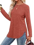 Saloogoe Thanksgiving Sweaters for Women Trendy 2024 Long Sleeve Shirts Casual Fall Ladies Fashion Tops Pumpkin L