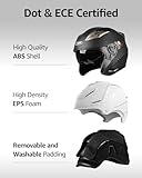 YEMA Helmet Unisex Motorcycle Open Face DOT Approved YM-627 Motorbike Moped Jet Bobber Pilot Crash Chopper 3/4 Half Helmet with Sun Visor for Adult Men Women-Matte Black,XXL