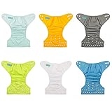 ALVABABY Baby Cloth Diapers/6 Pack with 12 pcs 4-Layer Rayon from Bamboo Inserts/Adjustable Washable Reusable 6BM98-MB