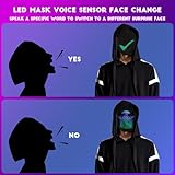 Depointer Life Led Mask with Voice Recognition Gesture Sensing, Light up Mask with Programmable App Multi-Patterns Display, Colorful Shining Mask for Halloween Xmas Costume Party